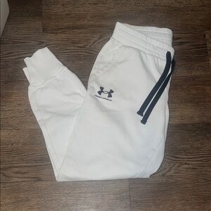 Under Armour White Sweatpants with Black Accents. Worn once.